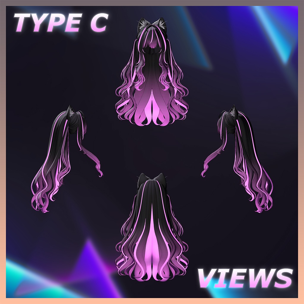 Icicle Two Side Twin Tail Hair Highlights Texture 【VRC Hair Texture - GLAY Unknown】