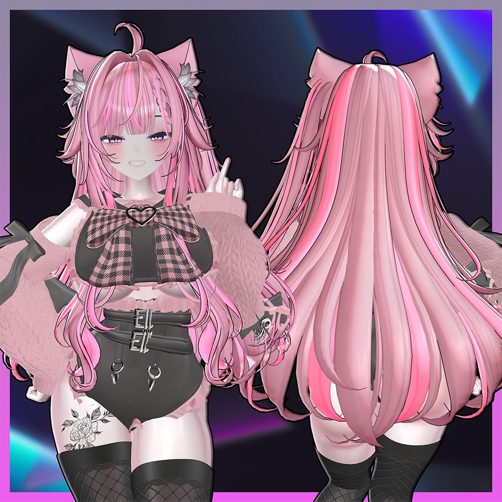Rock Cat Side tail Hair Highlights Texture 【VRC Hair Texture - GLAY Unknown】