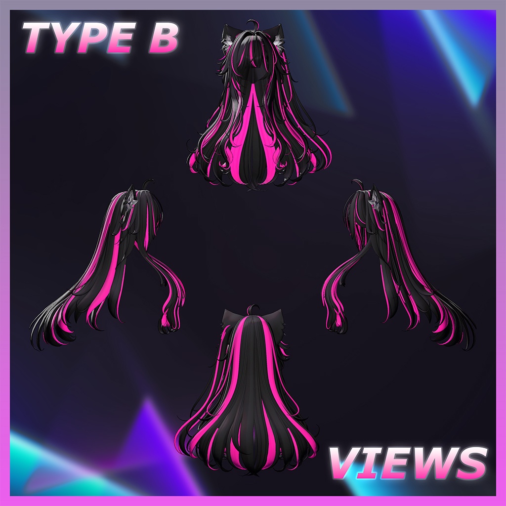 Rock Cat Side tail Hair Highlights Texture 【VRC Hair Texture - GLAY Unknown】