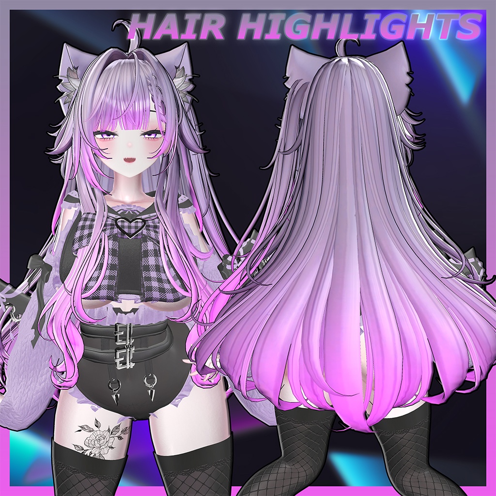 Rock Cat Side tail Hair Highlights Texture 【VRC Hair Texture - GLAY Unknown】