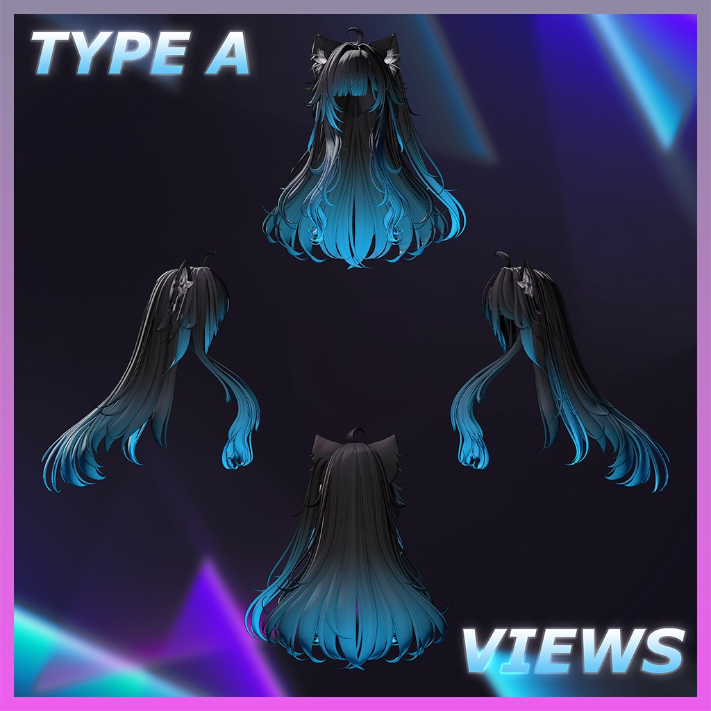 Rock Cat Side tail Hair Highlights Texture 【VRC Hair Texture - GLAY Unknown】