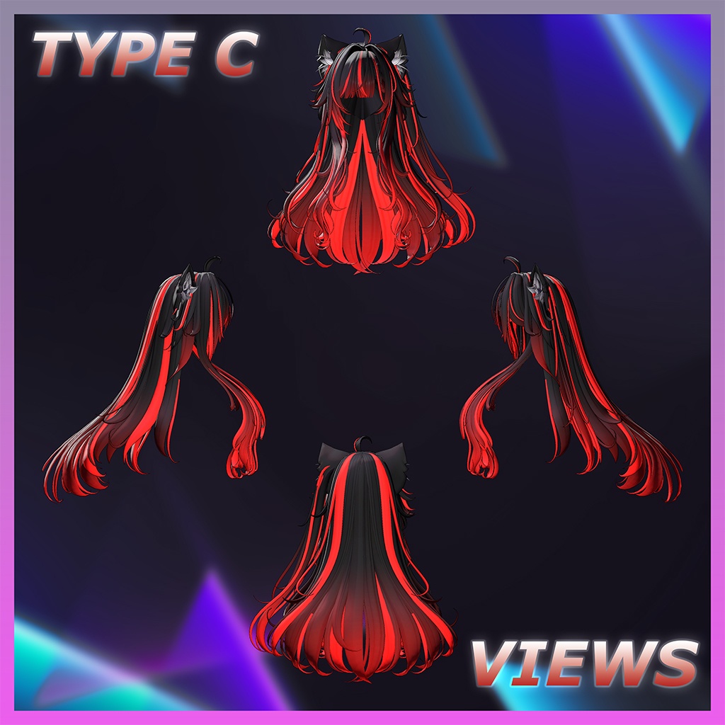 Rock Cat Side tail Hair Highlights Texture 【VRC Hair Texture - GLAY Unknown】