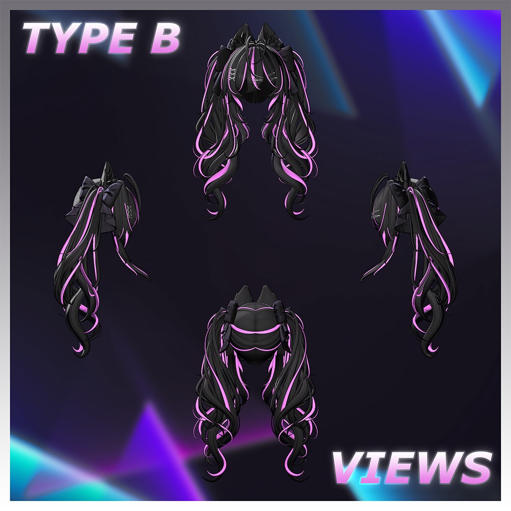 Luv Bunny Twin tails Hair Highlights Texture 【VRC Hair Texture - GLAY Unknown】