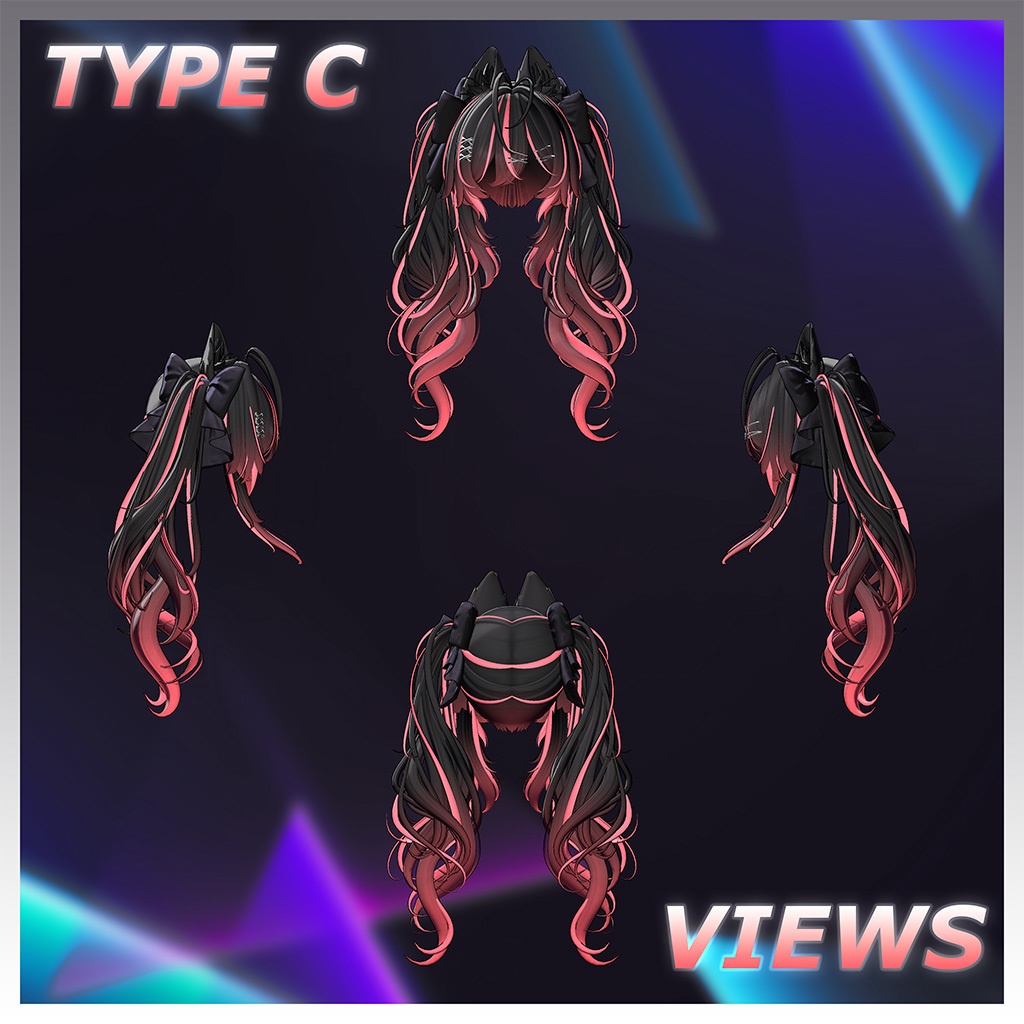 Luv Bunny Twin tails Hair Highlights Texture 【VRC Hair Texture - GLAY Unknown】