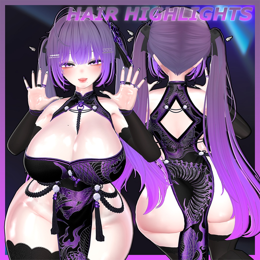 シンプルツインテールヘア Highlights Texture 【VRC Hair Texture - Li-ne_Shop】