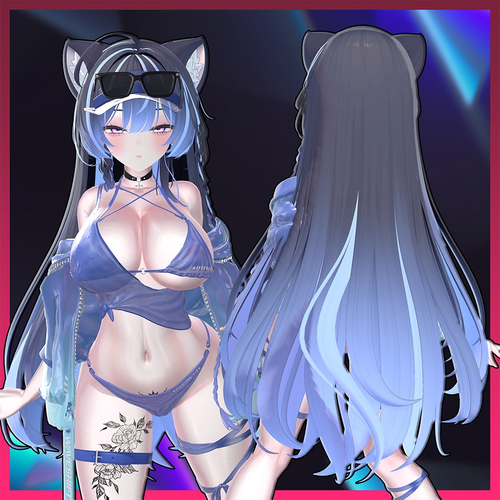 サイドリボンロングヘア Highlights Texture 【VRC Hair Texture - Li-ne_Shop】