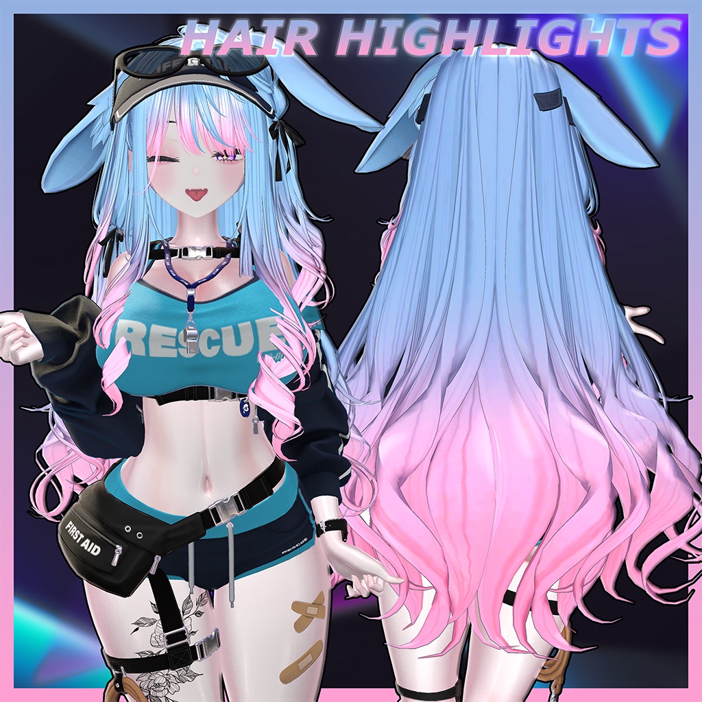 Rabby Long Hair Highlights Texture 【VRC Hair Texture - GLAY Unknown】