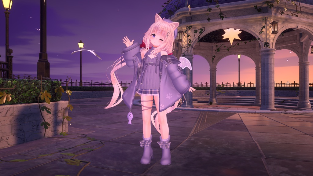 おさかにゃっとニットパーカー