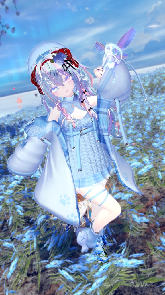 おさかにゃっとニットパーカー