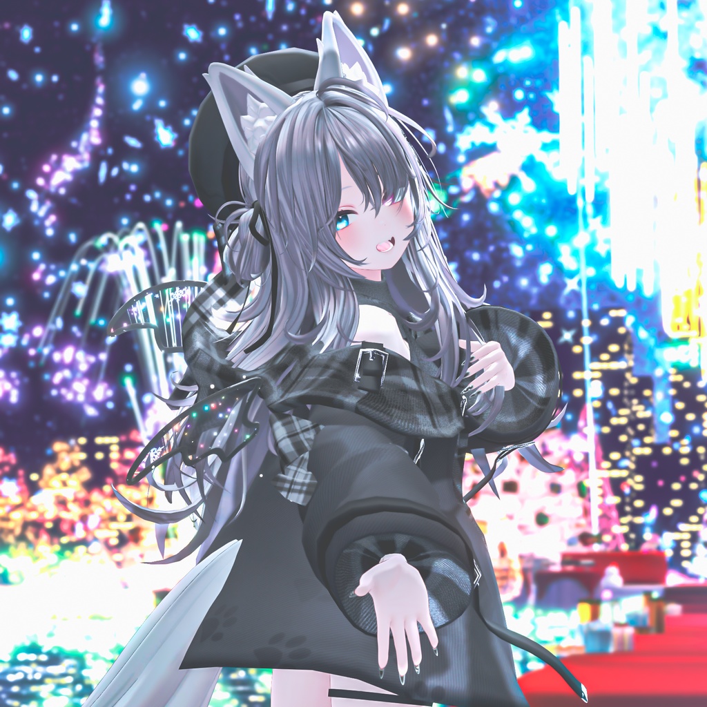 おさかにゃっとニットパーカー