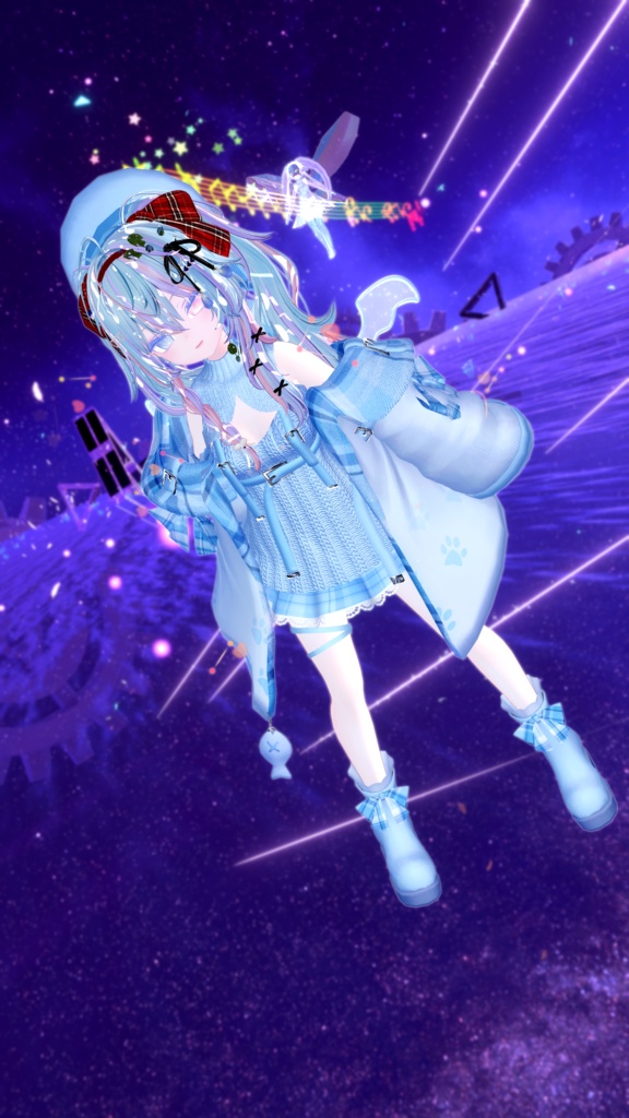 おさかにゃっとニットパーカー