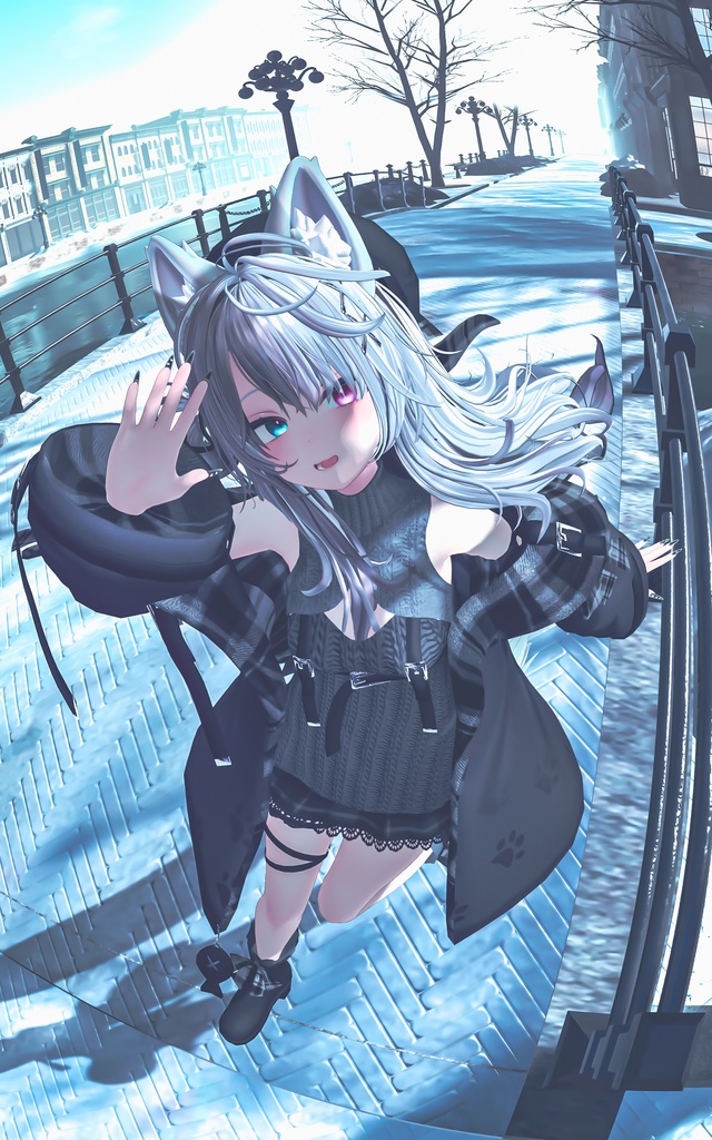 おさかにゃっとニットパーカー