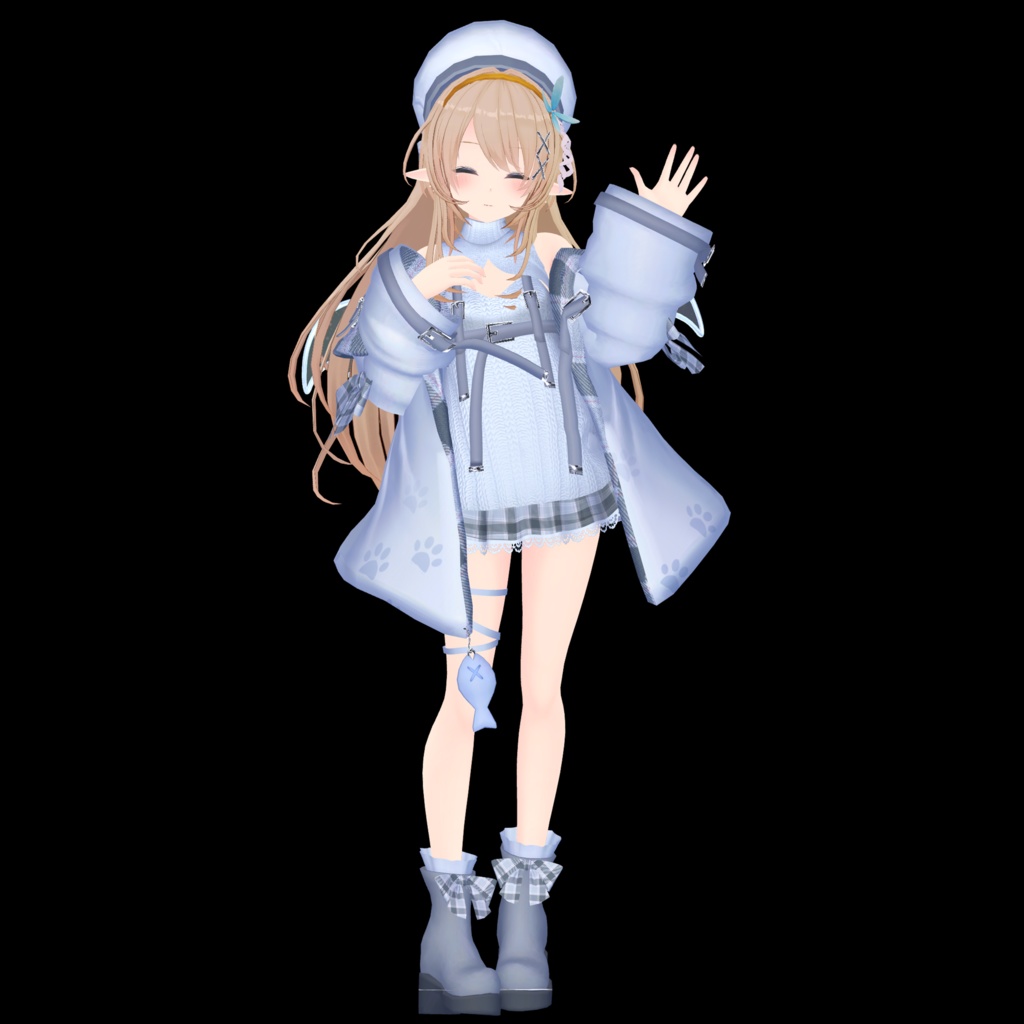 おさかにゃっとニットパーカー