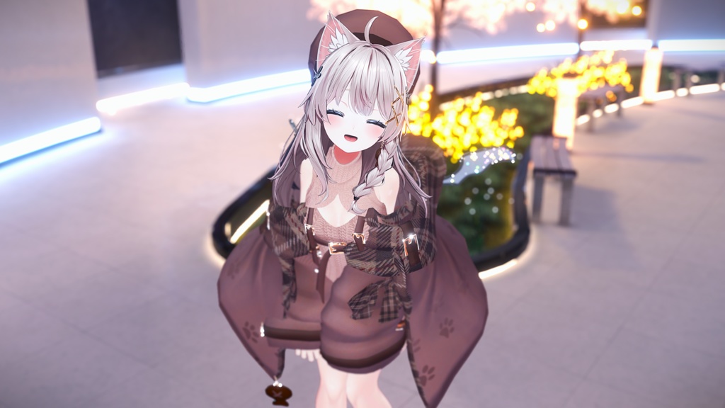 おさかにゃっとニットパーカー