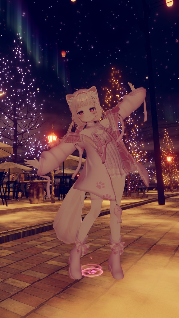 おさかにゃっとニットパーカー