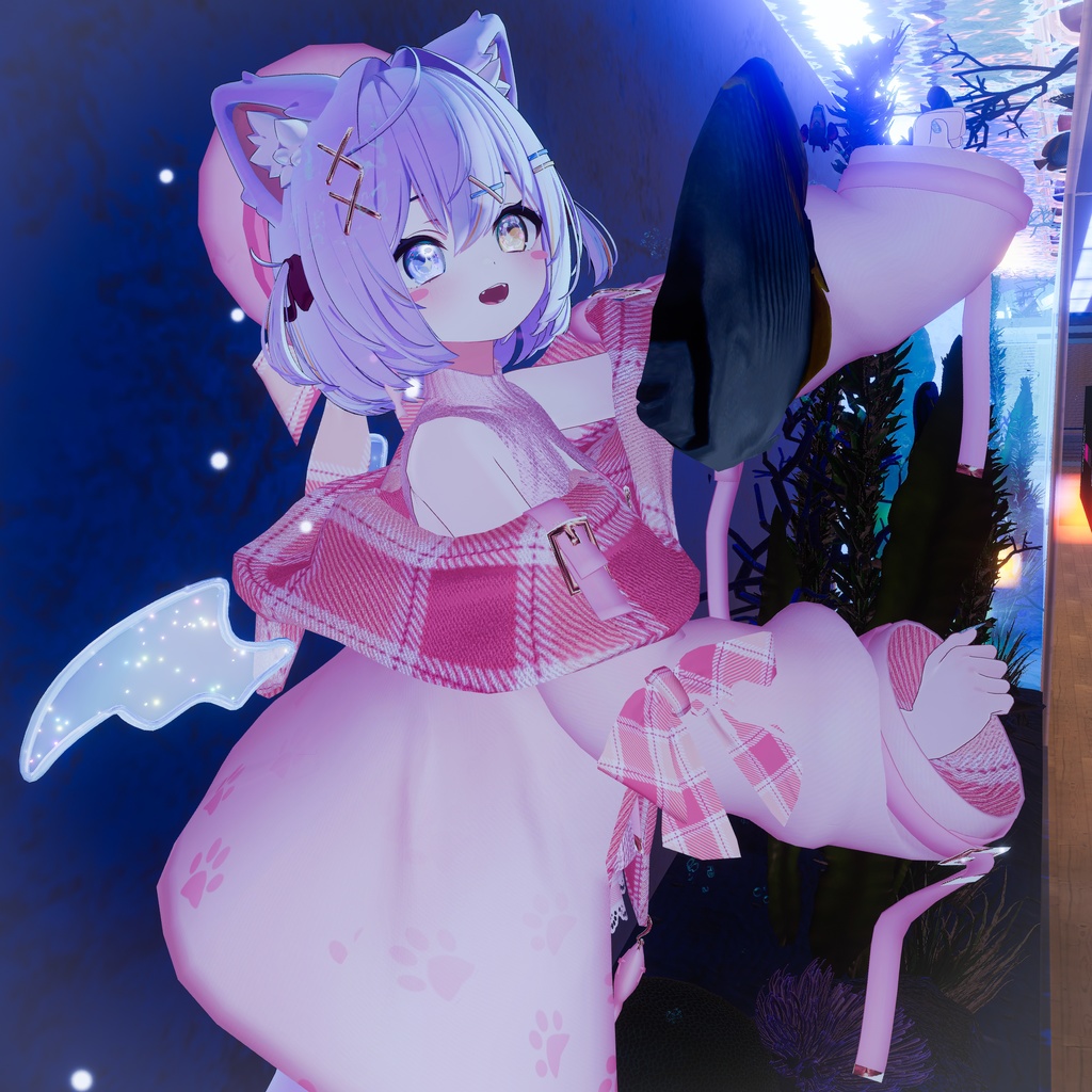 おさかにゃっとニットパーカー