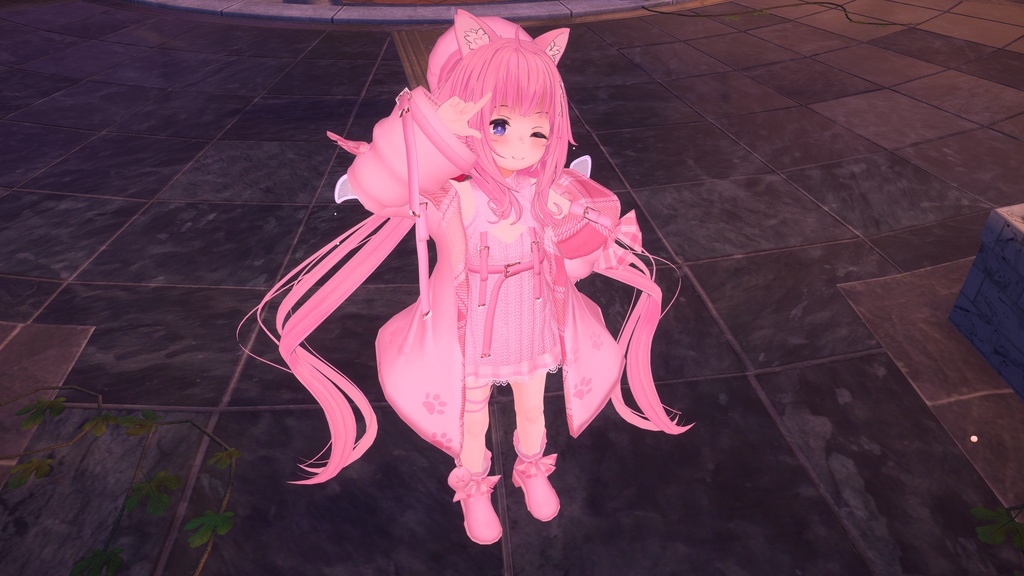 おさかにゃっとニットパーカー