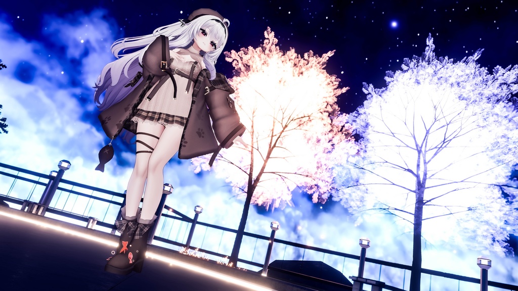 おさかにゃっとニットパーカー