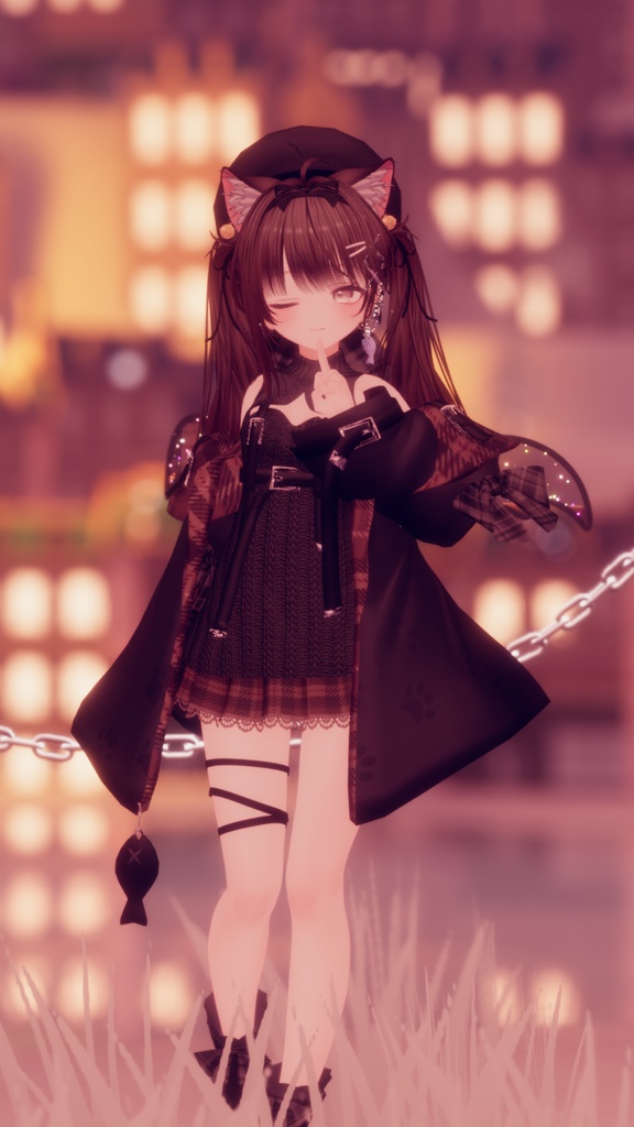 おさかにゃっとニットパーカー