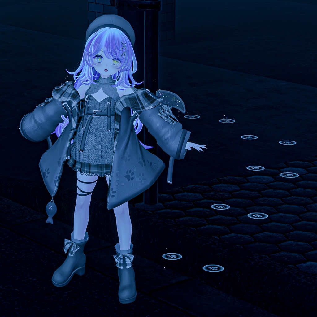 おさかにゃっとニットパーカー