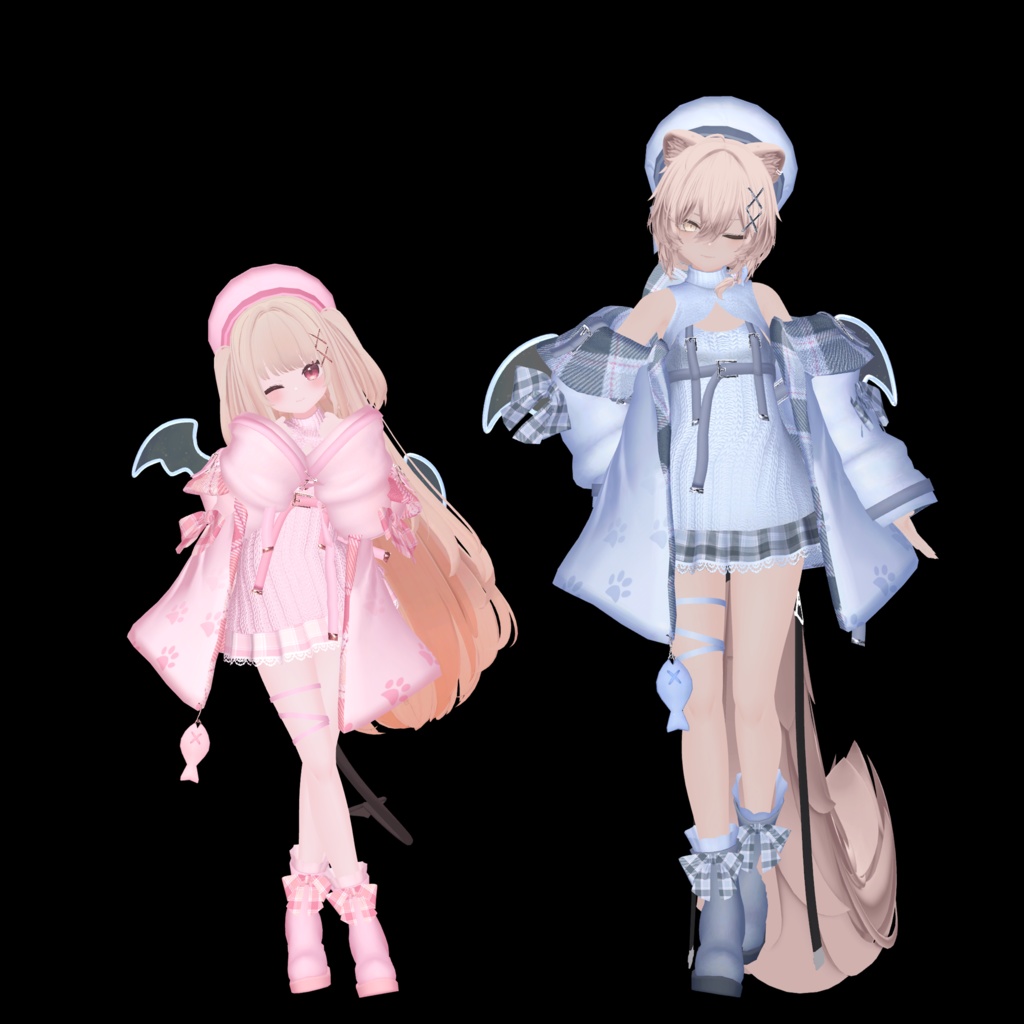 おさかにゃっとニットパーカー