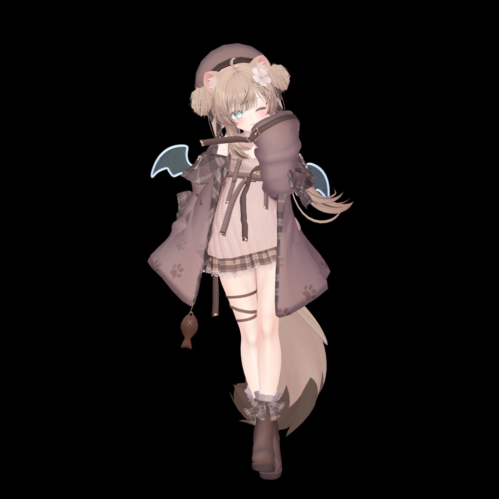 おさかにゃっとニットパーカー