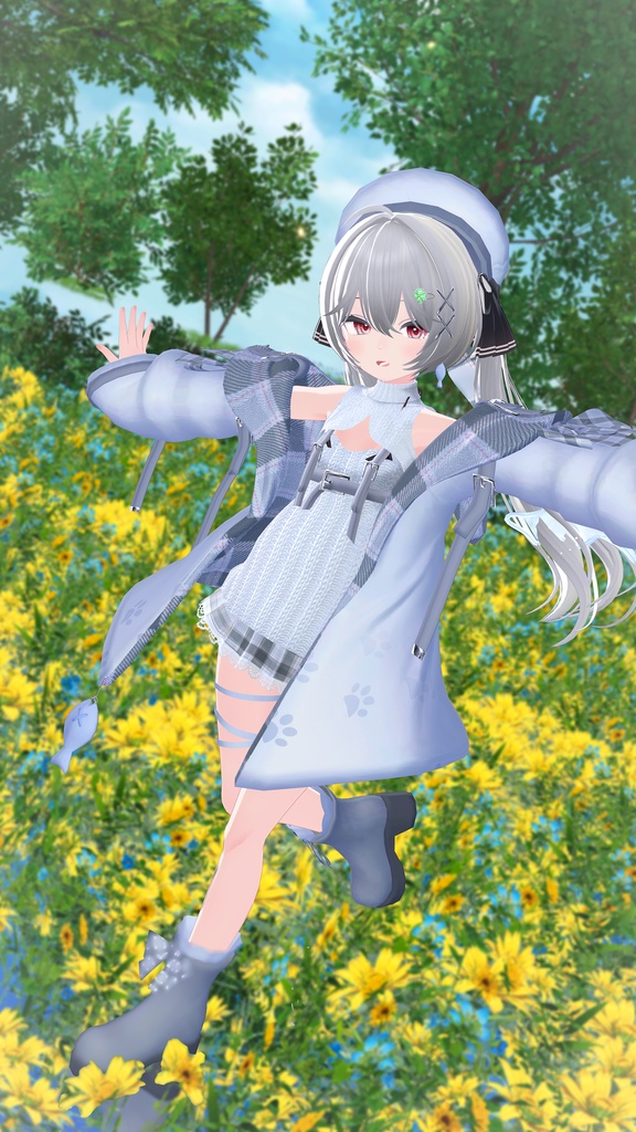 おさかにゃっとニットパーカー