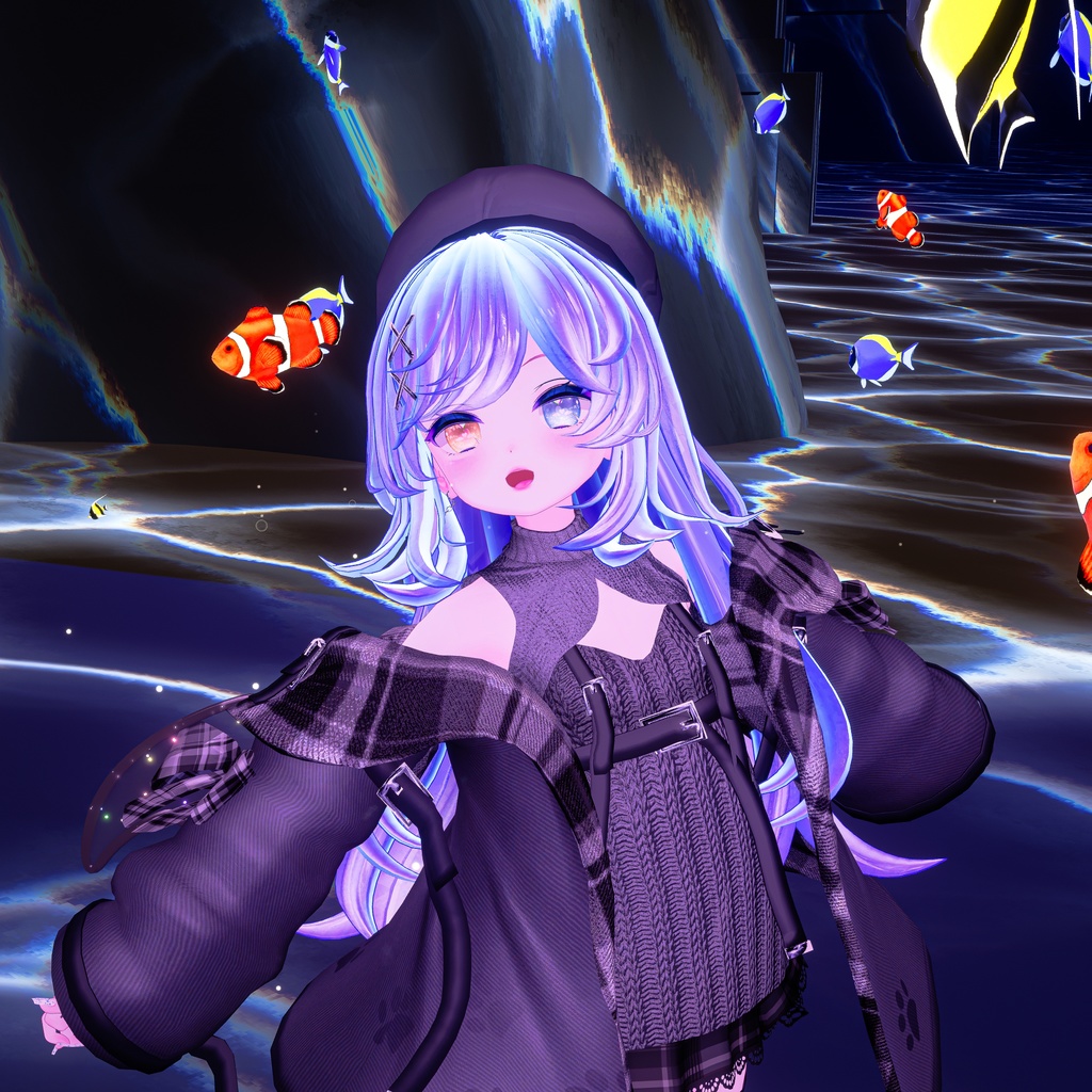 おさかにゃっとニットパーカー