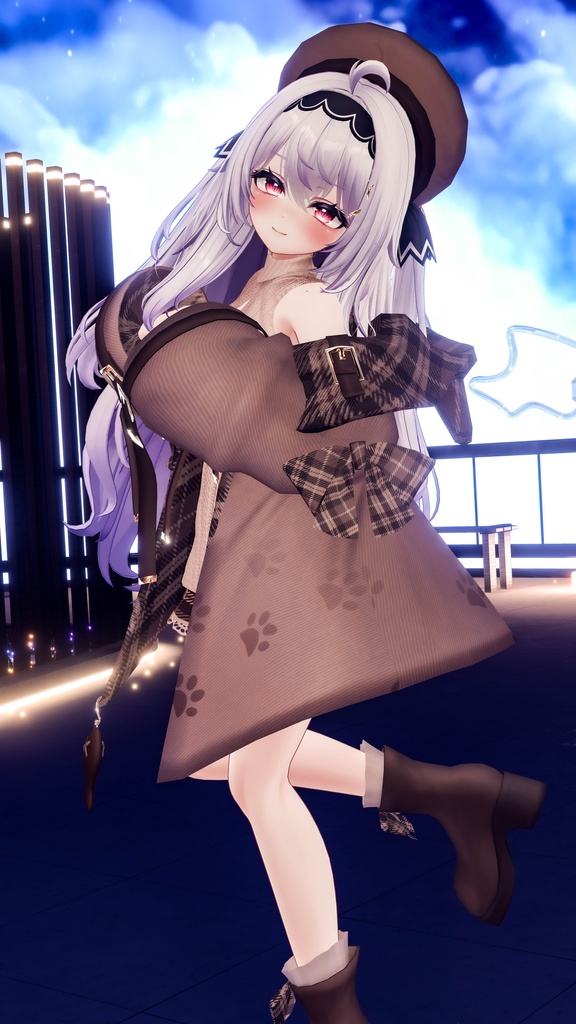 おさかにゃっとニットパーカー