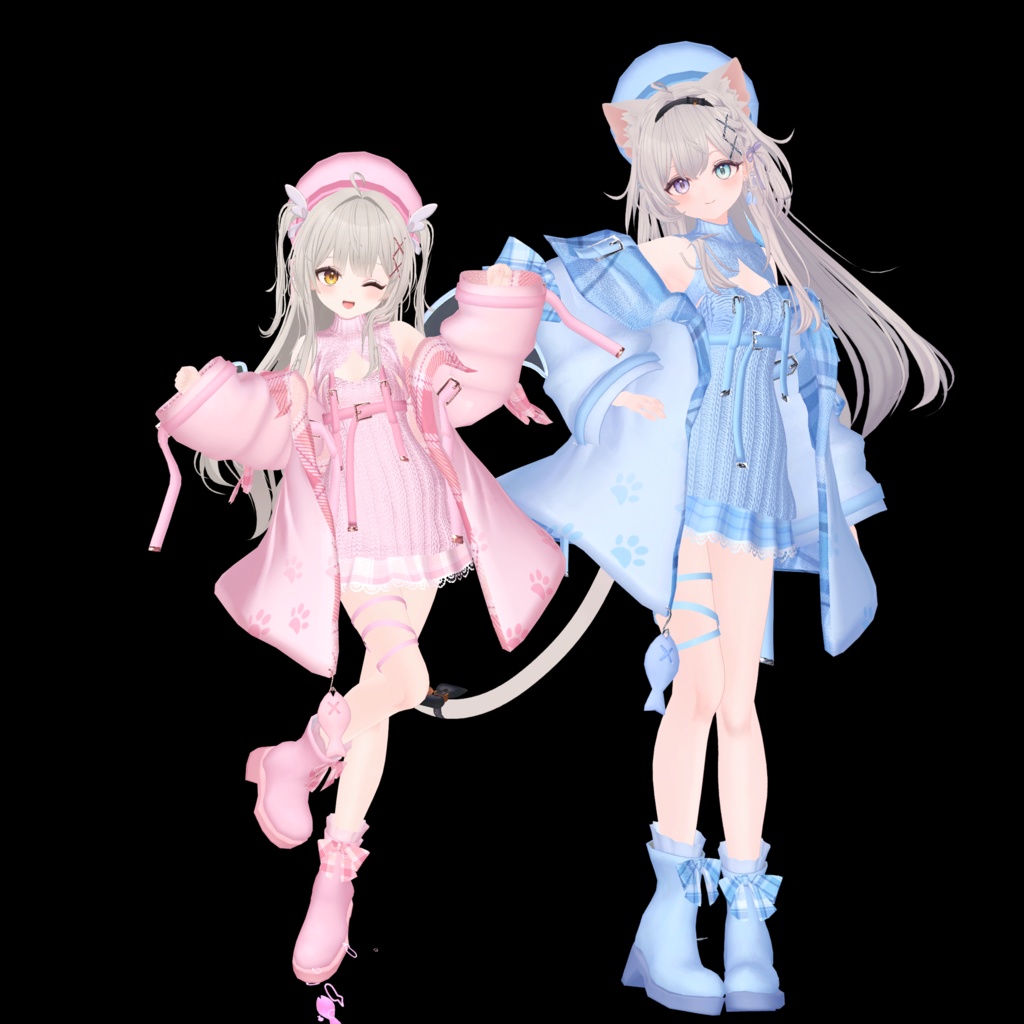 おさかにゃっとニットパーカー