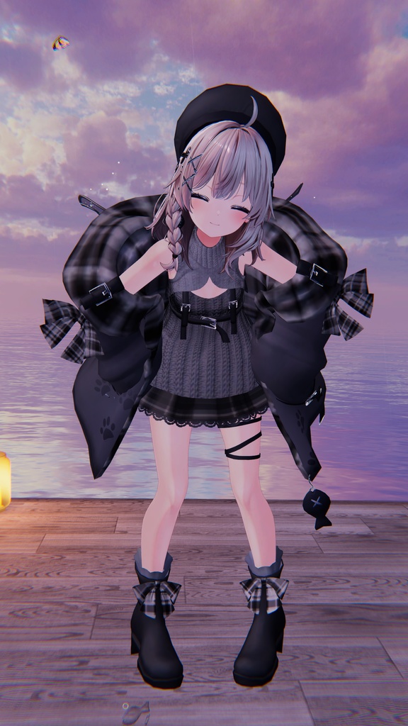 おさかにゃっとニットパーカー