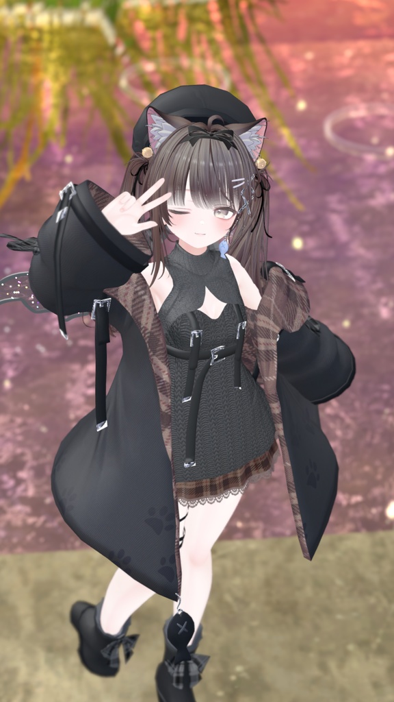 おさかにゃっとニットパーカー