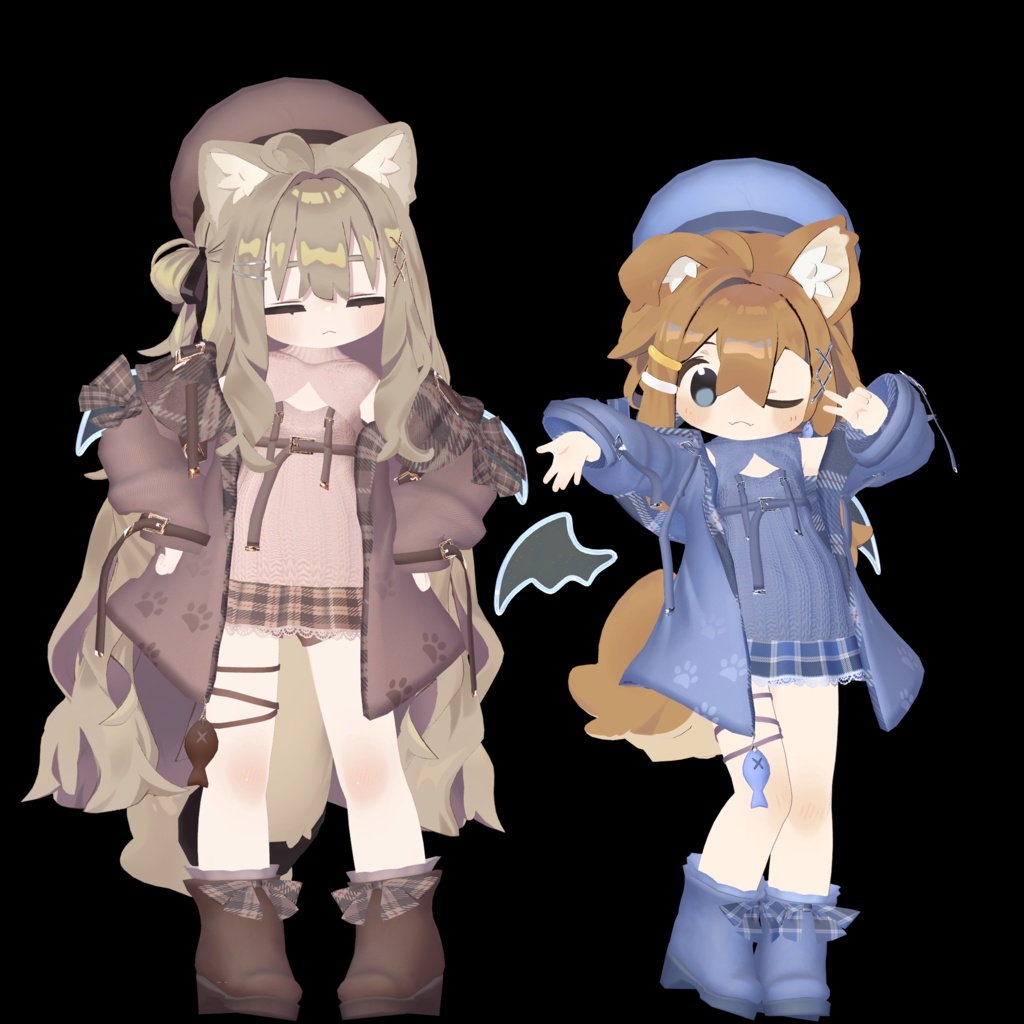 おさかにゃっとニットパーカー