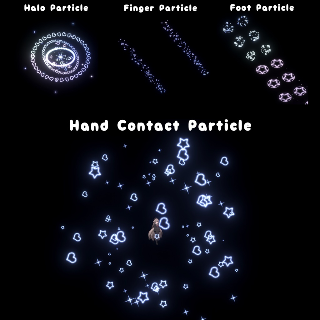 【VRChat向け】Starlit Halo Particle Set|指先・足元・トレイル・Halo パーティクルセット