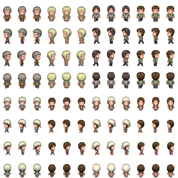 【RPGツクールMV/MZ】歩行グラフィック素材 村人セット02