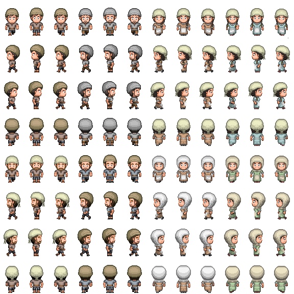 【RPGツクールMV/MZ】歩行グラフィック素材 村人セット01