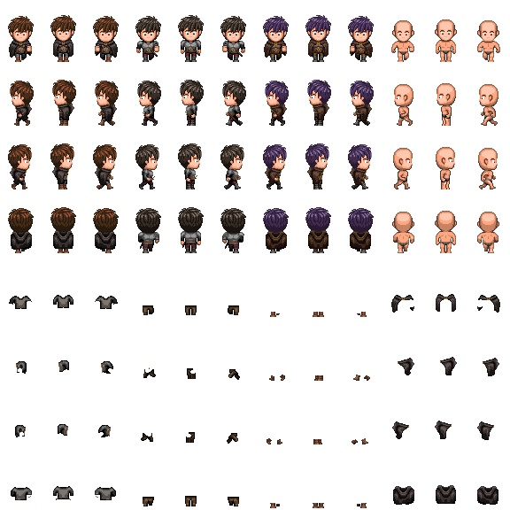 【RPGツクールMV/MZ】歩行グラフィック素材 パーティメンバー歩行グラ & 生成パーツセット【無料配布】