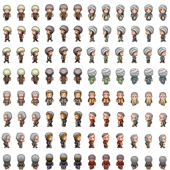 RPGツクールMV/MZ】歩行グラフィック素材 商人、神父セット