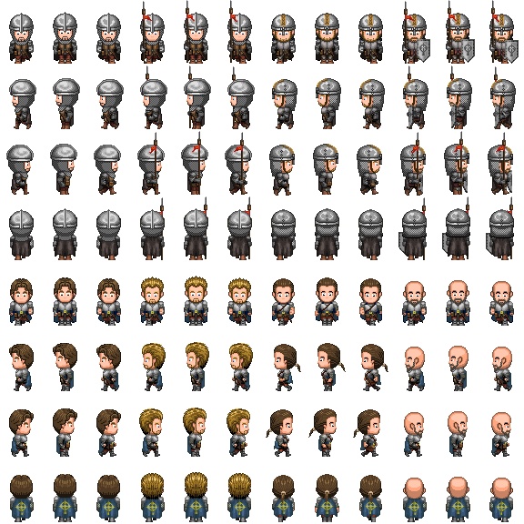 【RPGツクールMV/MZ】歩行グラフィック素材　一般兵士　騎士団　セット