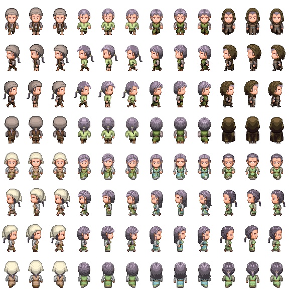 【RPGツクールMV/MZ】歩行グラフィック素材　エルフ村人　エルフ町人　セット