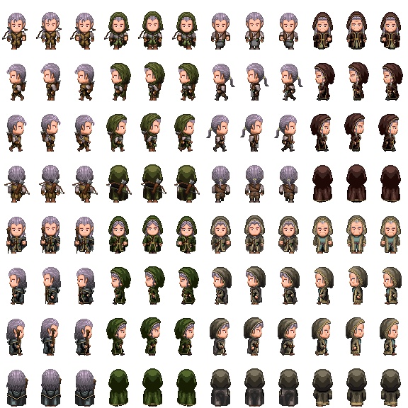 【RPGツクールMV/MZ】歩行グラフィック素材　エルフ戦士、商人、魔術師　セット