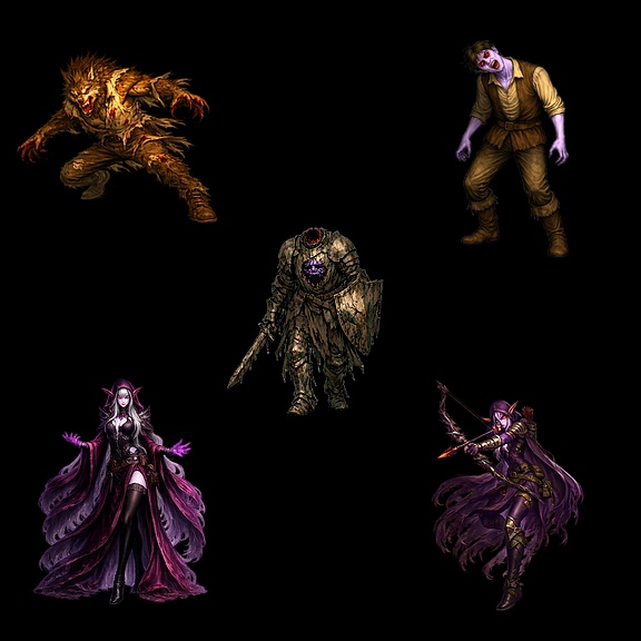 RPGツクールMV/MZ用素材 モンスター画像 呪縛魔人系モンスター素材 8体パック