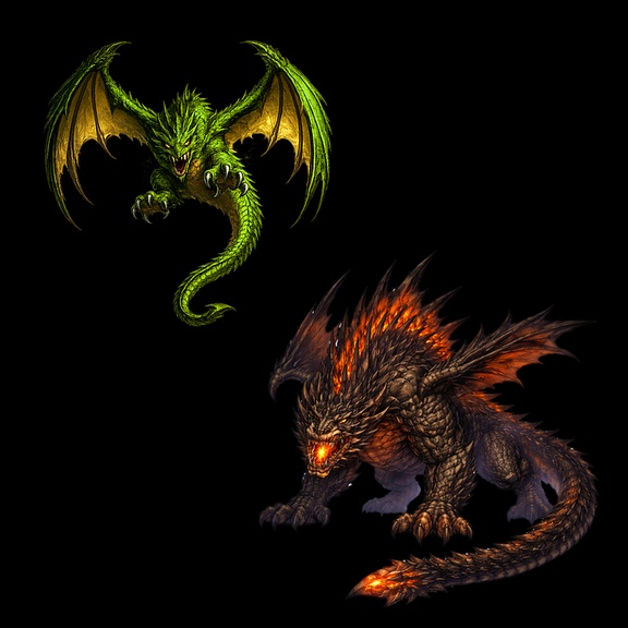 RPGツクールMV/MZ用　エネミー素材　ドラゴン系モンスター５体セット