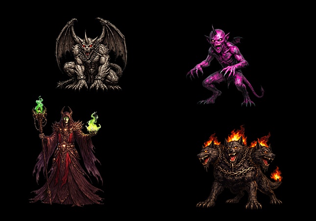 RPGツクールMV/MZ用 エネミー素材 悪魔系モンスター8体セット