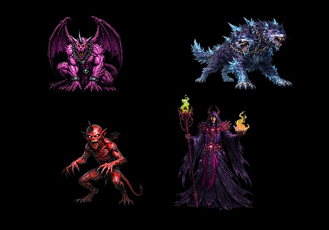RPGツクールMV/MZ用 エネミー素材 悪魔系モンスター8体セット