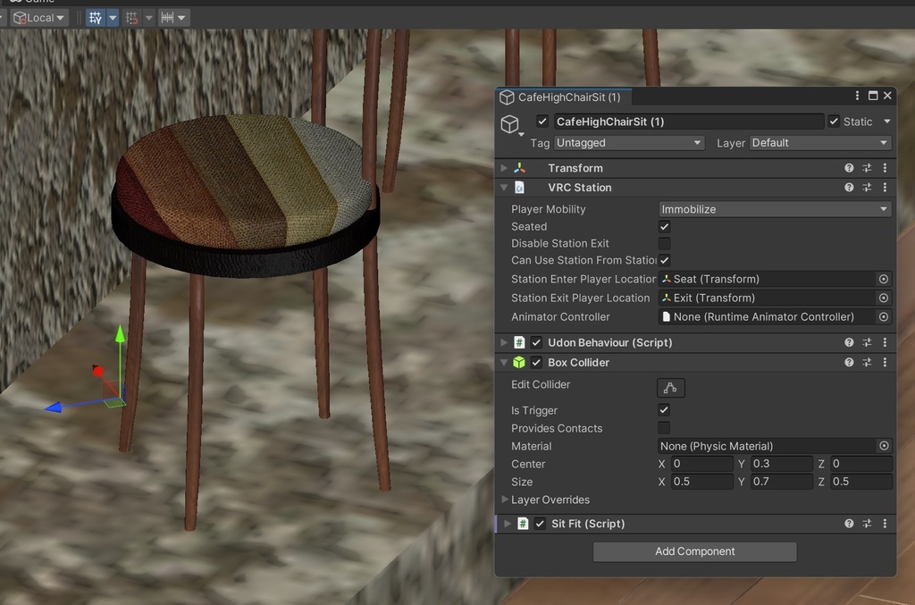 【無料】VRChat world向け キチンと座るギミック