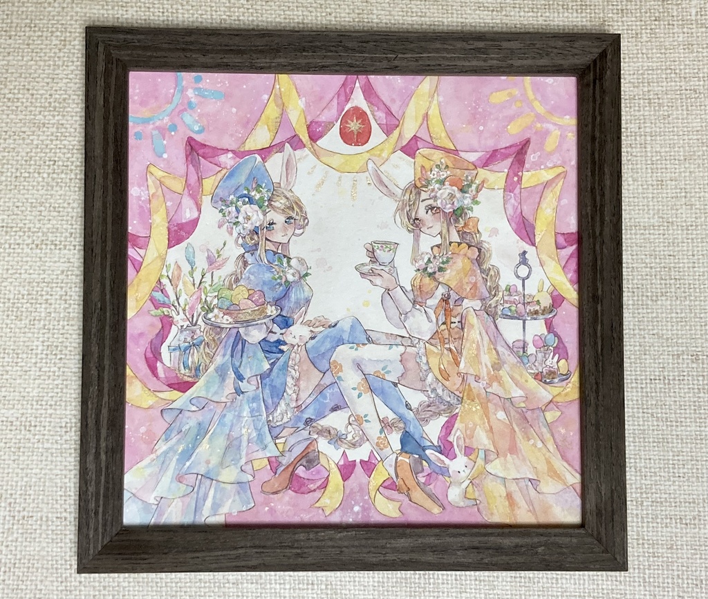 額装原画　双子のイースターパーティー