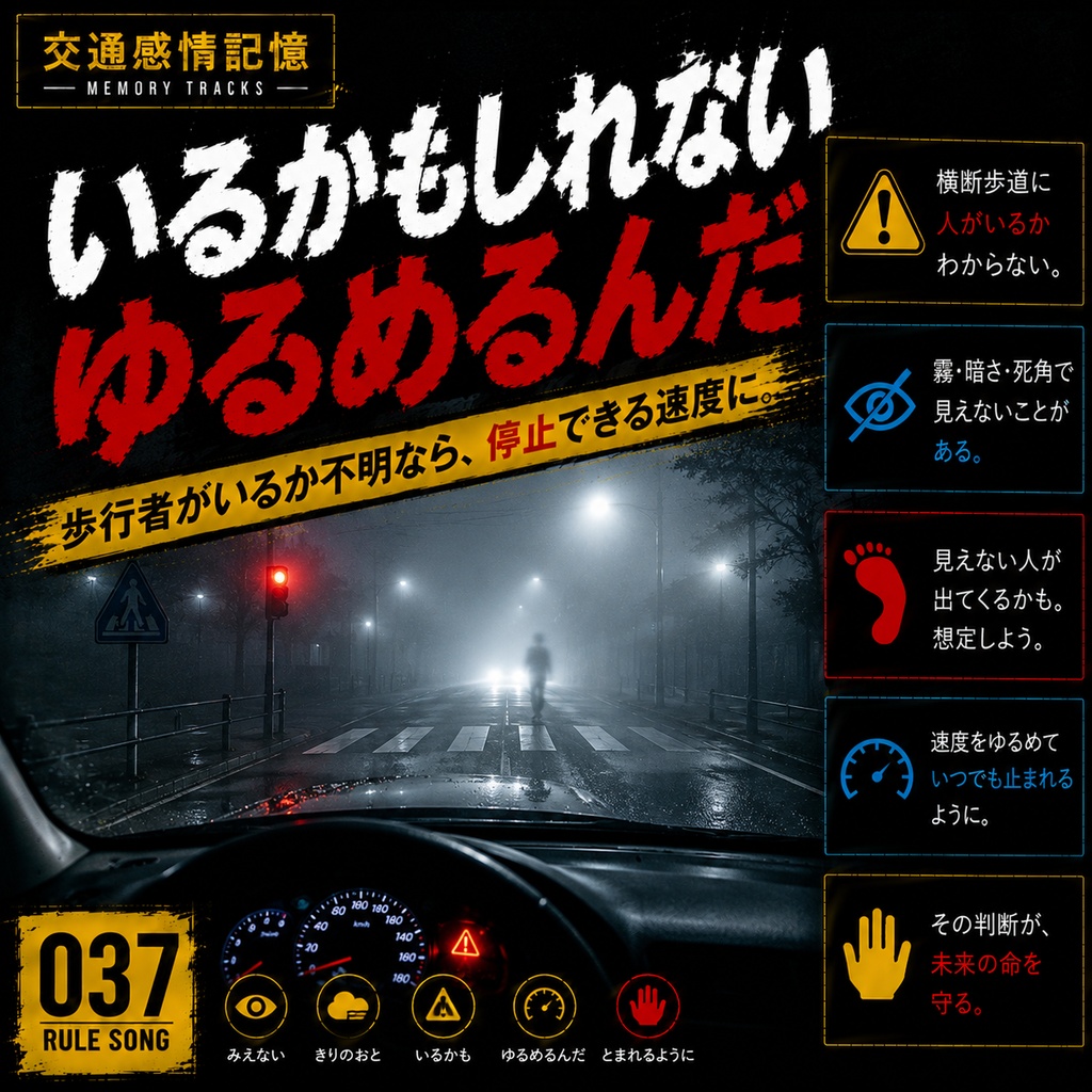 誰もいない霧の道路｜視界不良