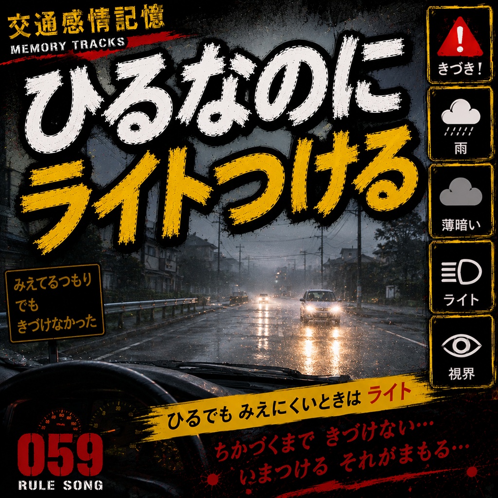 デイライト・シグナル （雨天時・薄暗い昼間の前照灯点灯ルール / 学科試験の罠対策mp3）