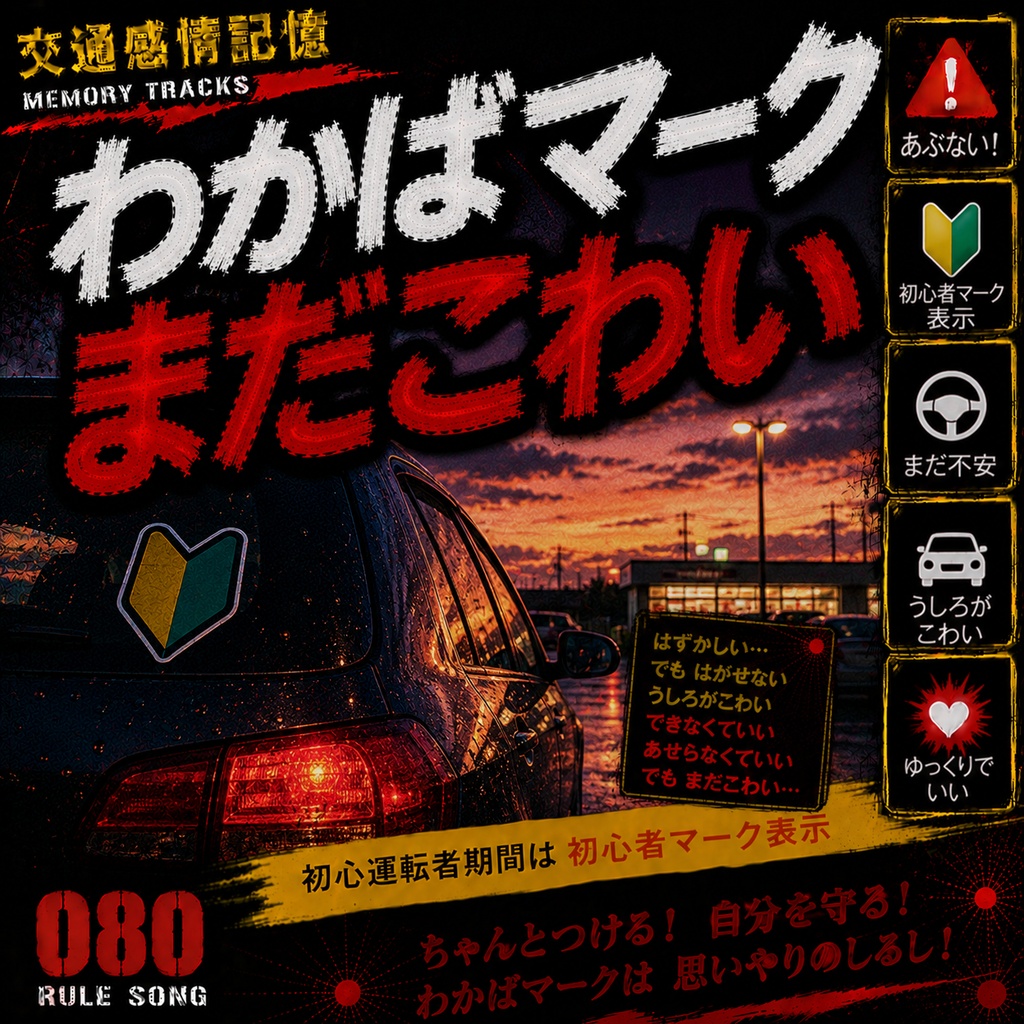 夕暮れのステッカー （初心者マーク表示義務・初心運転者期間1年 / 学科試験の罠対策mp3）